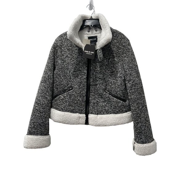 NWT OOKIE & LALA Women's Size S Faux Fur Shearling Heathered Jacket - Picture 3 of 15